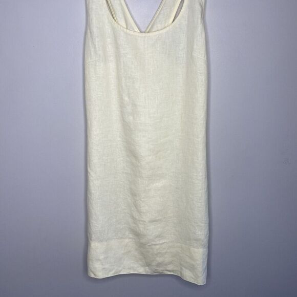 MADEWELL Mini Dress Women 2 Pale Yellow 100% Linen NEW Cross Back A-Line NR350 - Picture 6 of 14